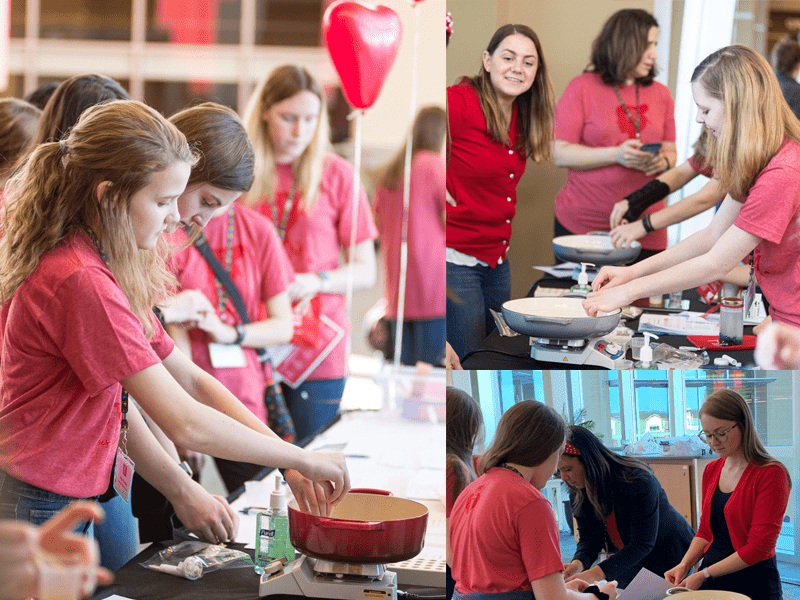 Smithers leads hands-on STEM activities for female students at the 2nd Annual American Heart Association STEM Goes Red for Girls